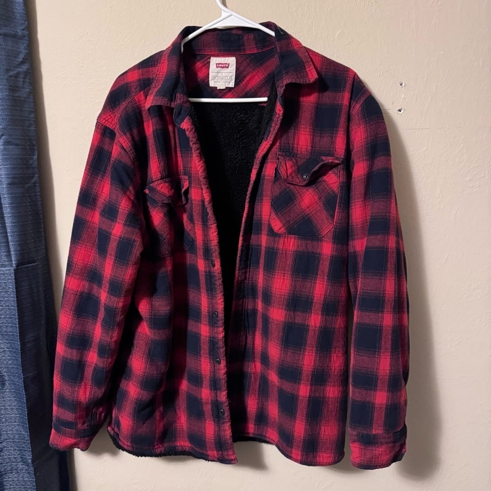 Levi’s buffalo plaid shacket sherpa lined flannel shirt - Picture 4 of 8